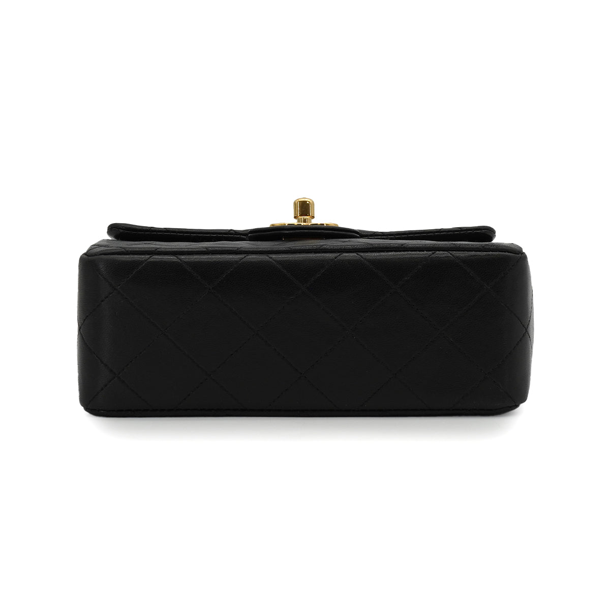 VINTAGE CHANEL MINI SQUARE 17 CHAIN SHOULDER BAG BLACK LAMB SKIN GOLD HARDWARE 90340165