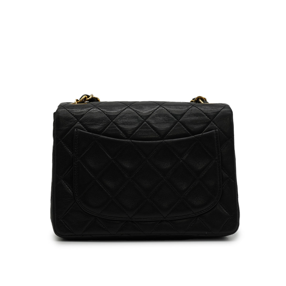 VINTAGE CHANEL MINI SQUARE 17 CHAIN SHOULDER BAG BLACK LAMB SKIN GOLD HARDWARE 90346134