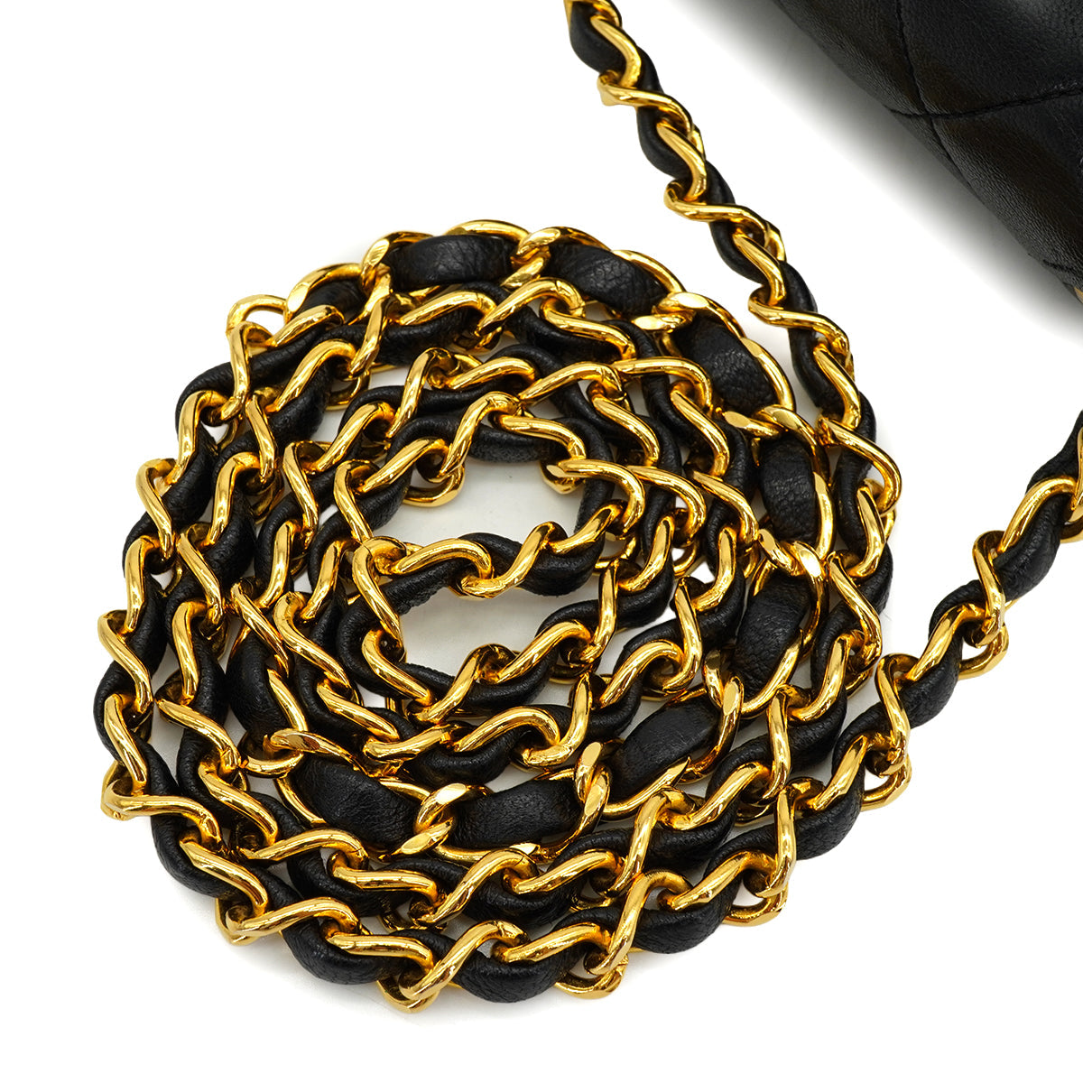 VINTAGE CHANEL MINI SQUARE 17 CHAIN SHOULDER BAG BLACK LAMB SKIN GOLD HARDWARE 90346681