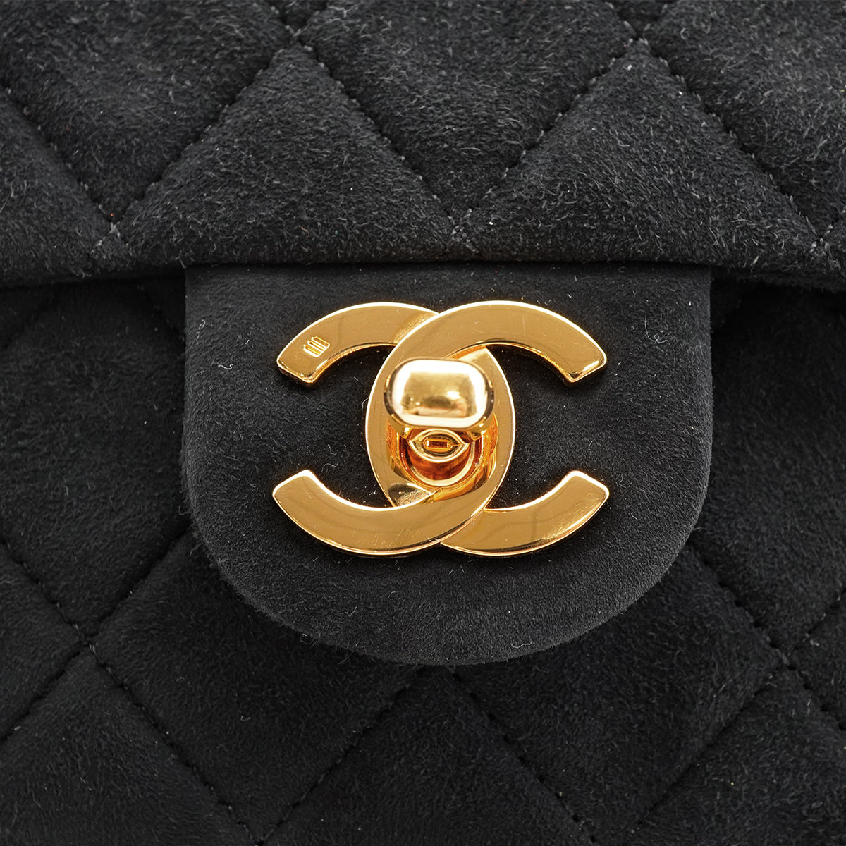 VINTAGE CHANEL MINI SQUARE 17 CHAIN SHOULDER BAG BLACK SUEDE GOLD HARDWARE 90326733
