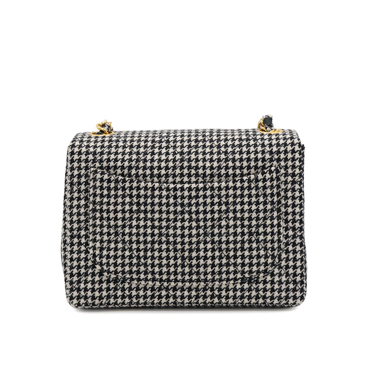 VINTAGE CHANEL MINI SQUARE 17 CHAIN SHOULDER BAG BLACK WHITE PLAID PATTERN CANVAS 90319993