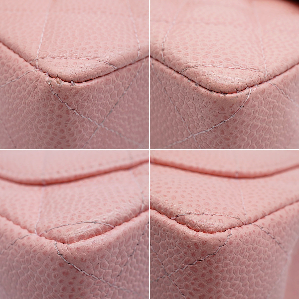 VINTAGE CHANEL MINI SQUARE 17 CHAIN SHOULDER BAG PINK CAVIR SKIN GOLD HARDWARE 90346104