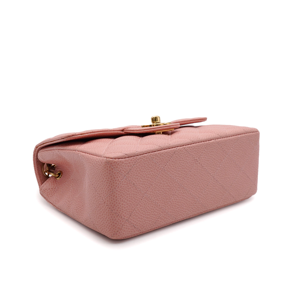 VINTAGE CHANEL MINI SQUARE 17 CHAIN SHOULDER BAG PINK CAVIR SKIN GOLD HARDWARE 90346104