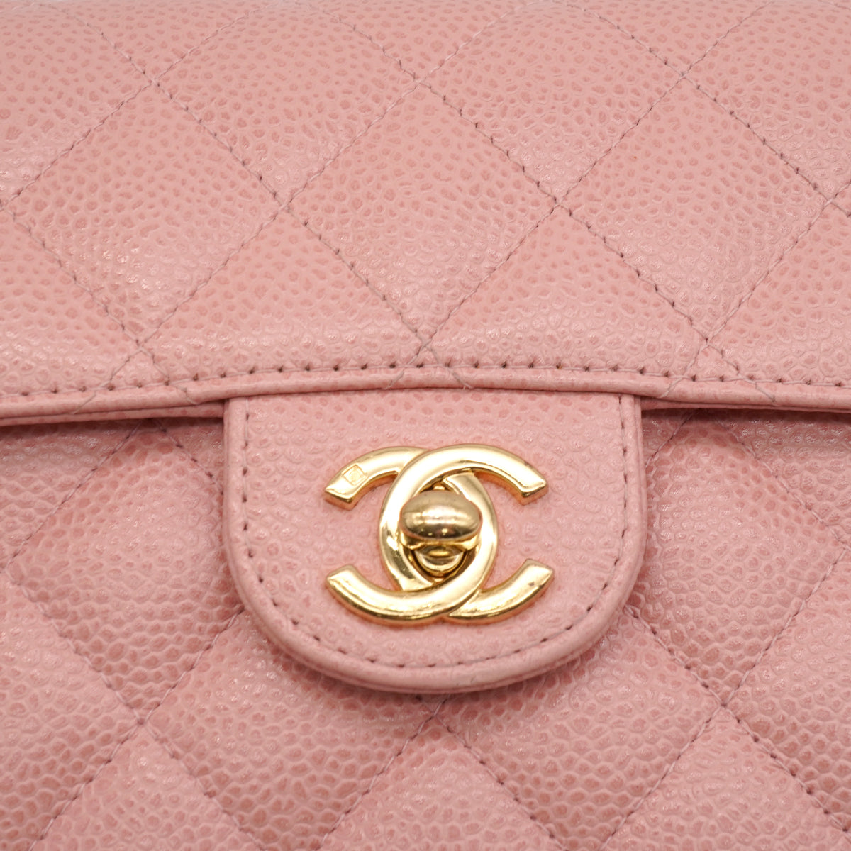 VINTAGE CHANEL MINI SQUARE 17 CHAIN SHOULDER BAG PINK CAVIR SKIN GOLD HARDWARE 90346104