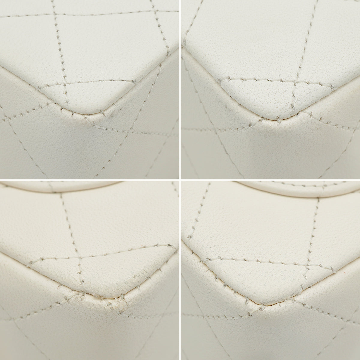VINTAGE CHANEL MINI SQUARE 17 CHAIN SHOULDER BAG WHITE LAMB SKIN GOLD HARDWARE 90332914