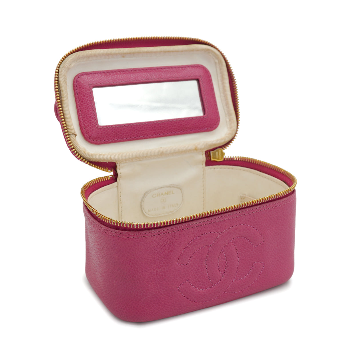 VINTAGE CHANEL MINI VANITY HAND BAG PINK CAVIAR SKIN GOLD HARDWARE 90328715