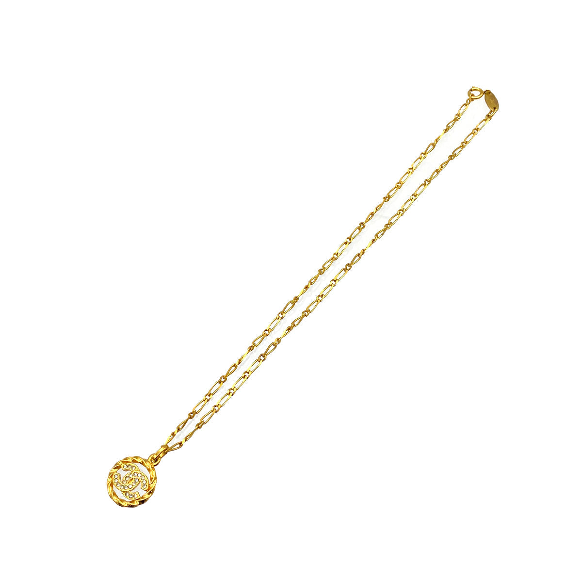 VINTAGE CHANEL NECKLACE COCOMARK RHINESTONE GOLD ACCESSORY 90319673