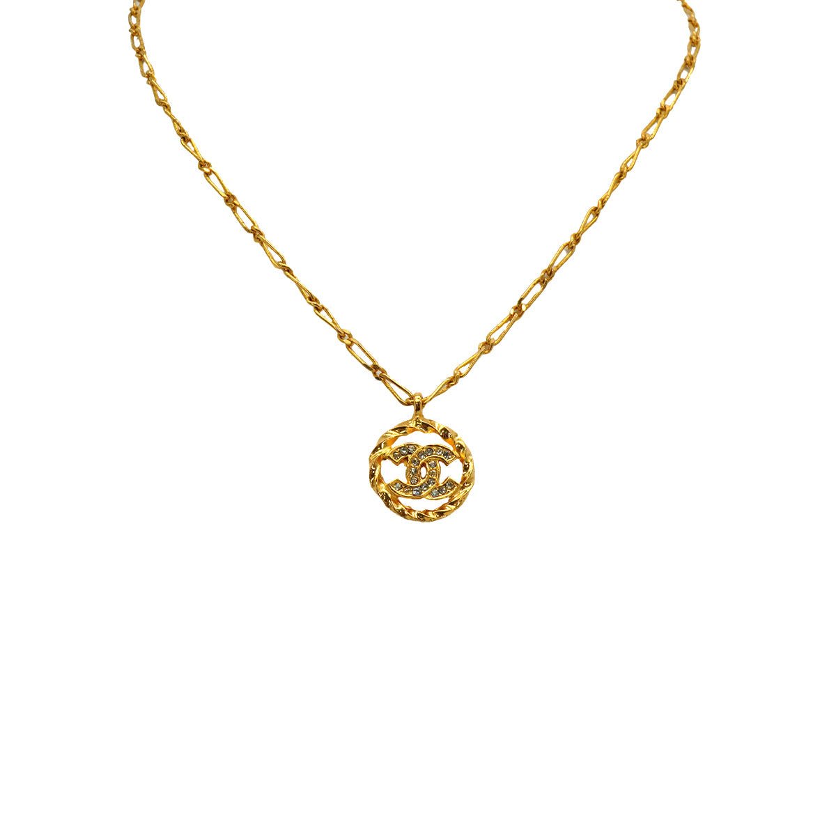 VINTAGE CHANEL NECKLACE COCOMARK RHINESTONE GOLD ACCESSORY 90334880