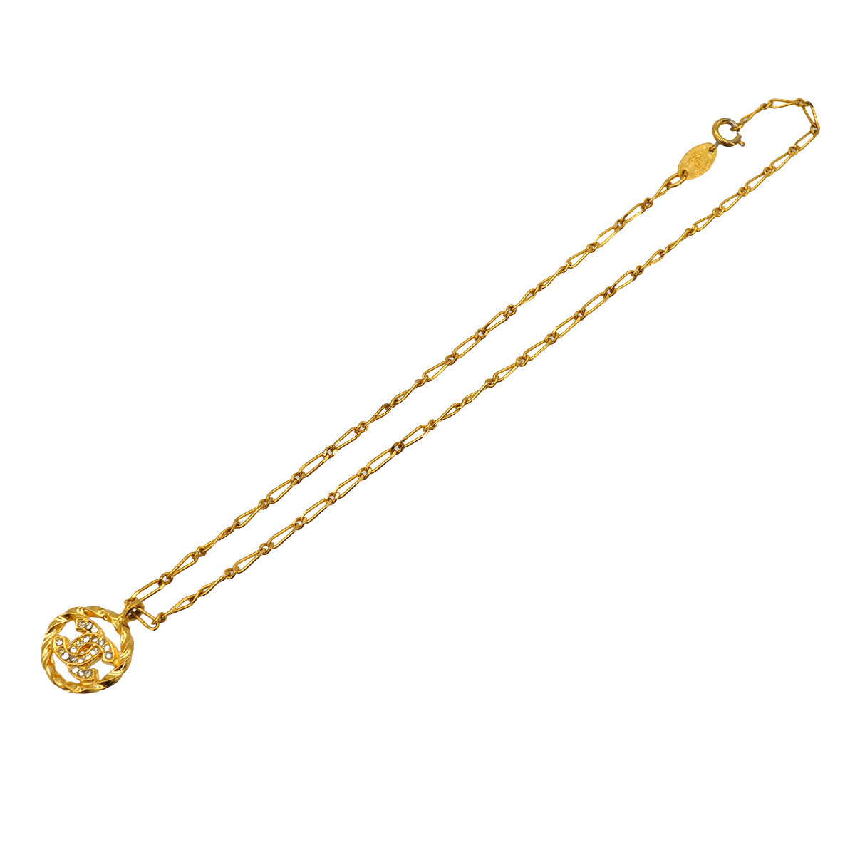 VINTAGE CHANEL NECKLACE COCOMARK RHINESTONE GOLD ACCESSORY 90334880