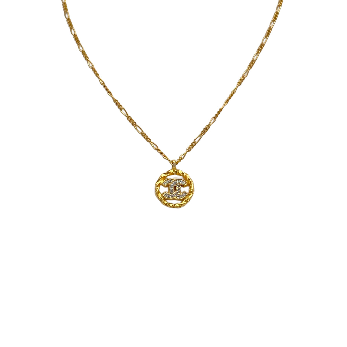 VINTAGE CHANEL NECKLACE COCOMARK RHINESTONE GOLD ACCESSORY 90326867