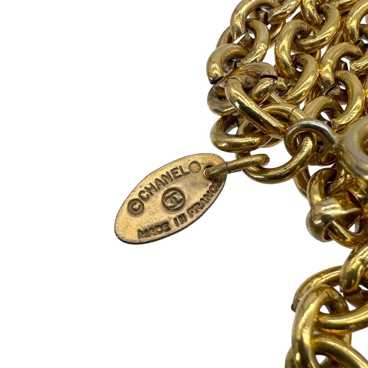 VINTAGE CHANEL NECKLACE MAGNIFYING GLASS COCOMARK LOGO GOLD ACCESSORY 90321103