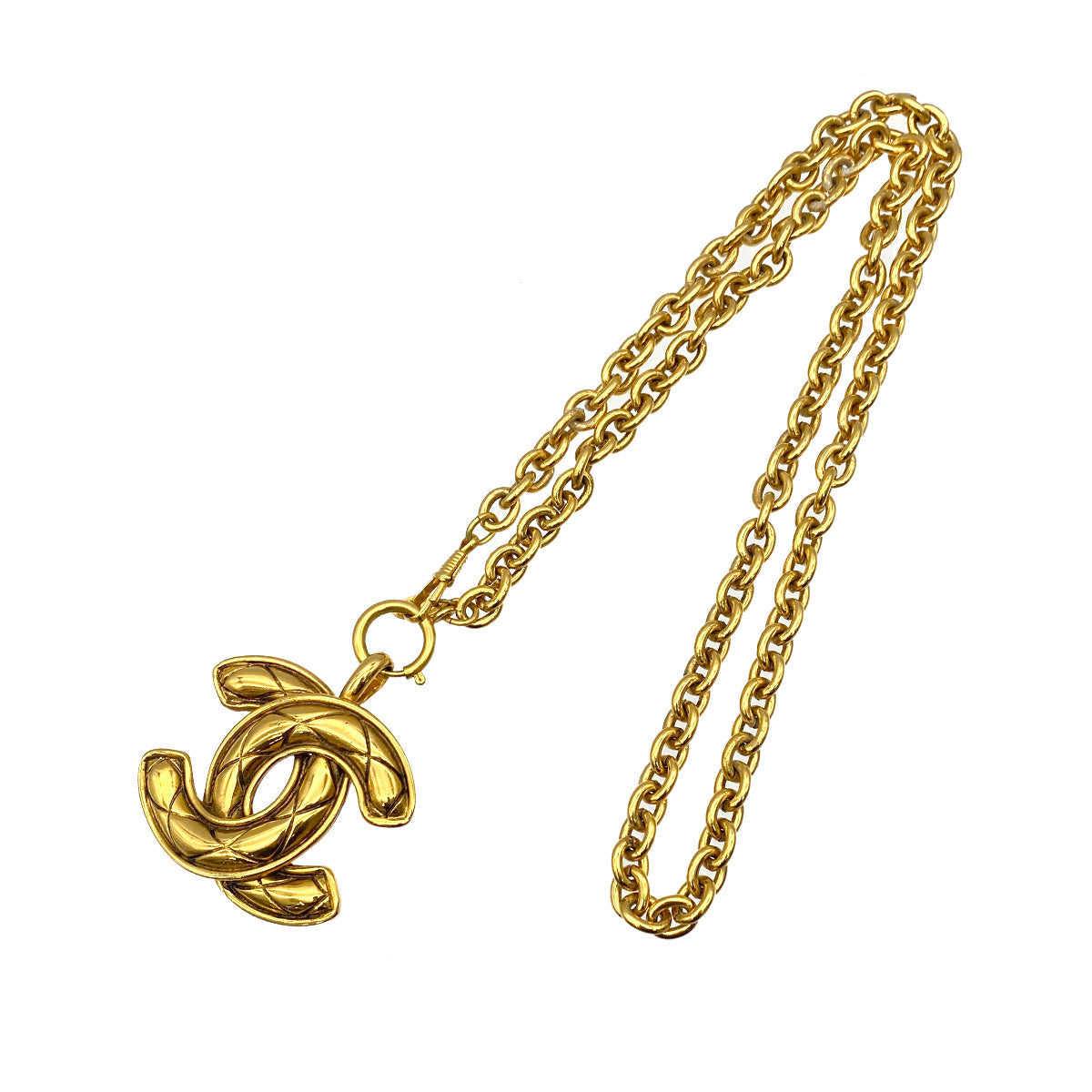 VINTAGE CHANEL NECKLACE MATELASSE COCOMARK GOLD ACCESSORY 90319665