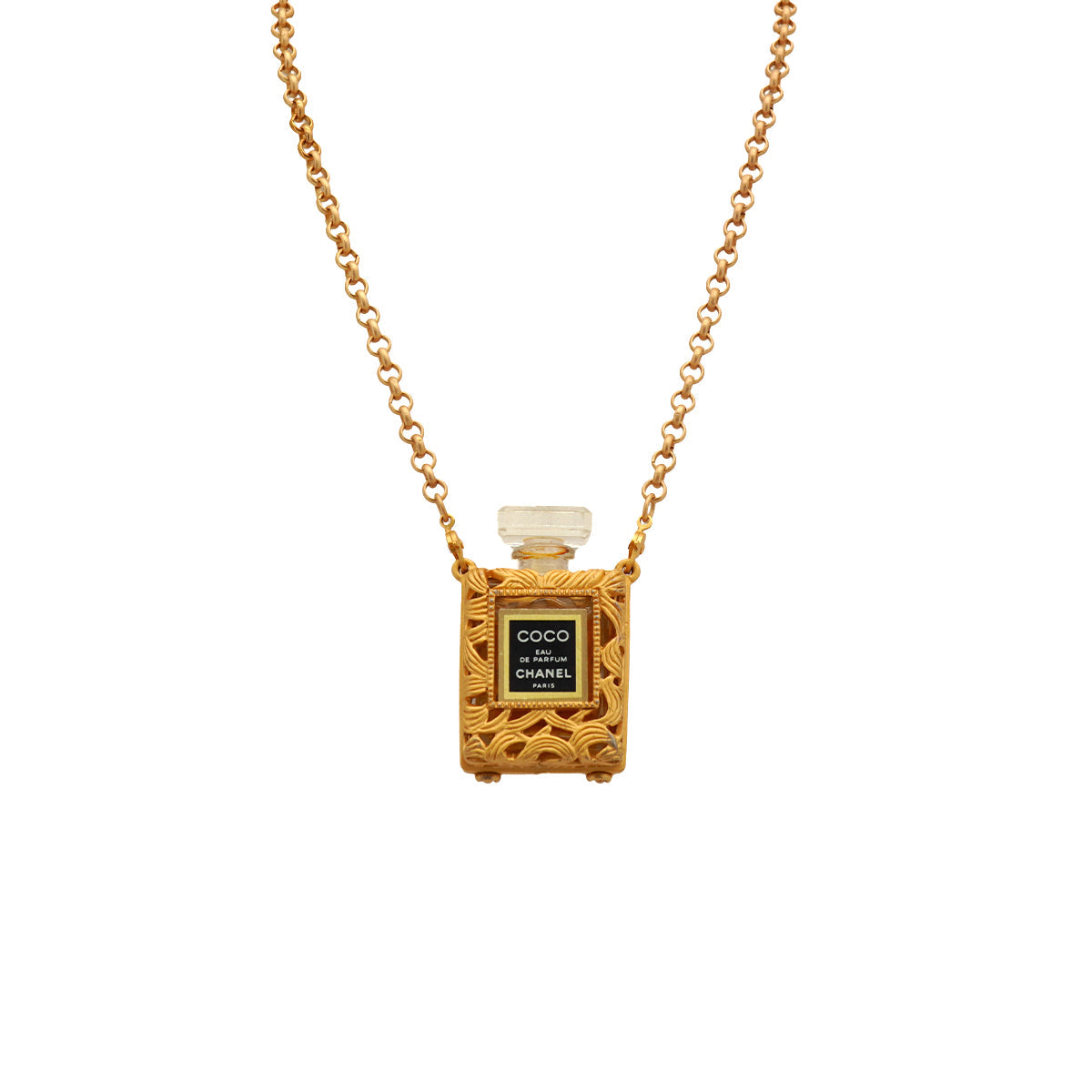 VINTAGE CHANEL NECKLACE PERFUME COCO GOLD ACCESSORY 90335011