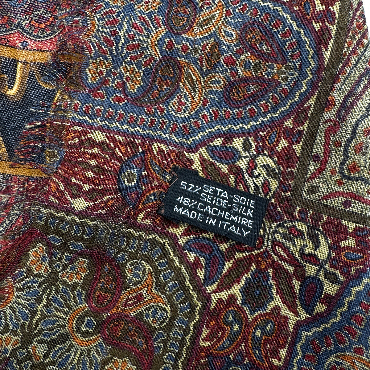 VINTAGE CHANEL PAISLEY PATTERN SCARF MULTICOLOR SILK CASHMERE 90319714