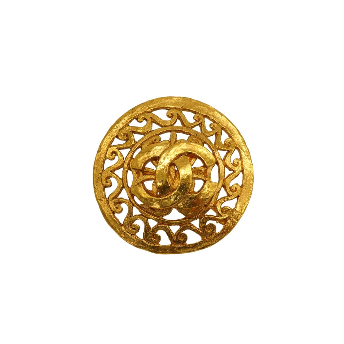 Luxury Promise Japan VINTAGE CHANEL ROUND BROOCH COCOMARK GOLD ACCESSORY 95A 90345098