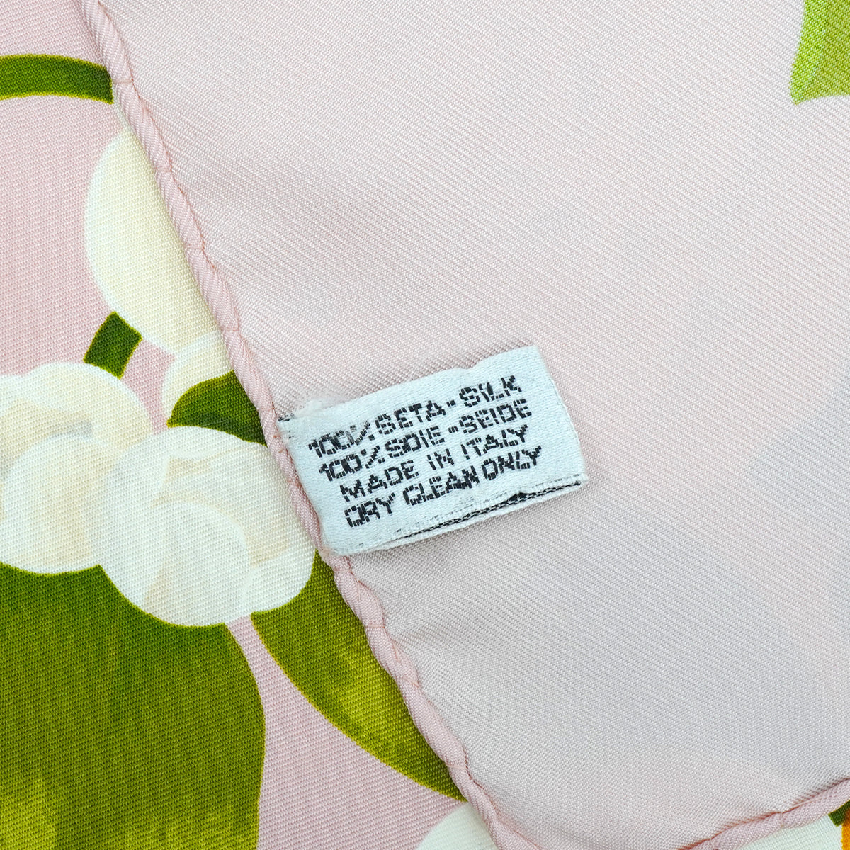 VINTAGE CHANEL SCARF COCOMARK CAMELLIA PINK SILK 90342417