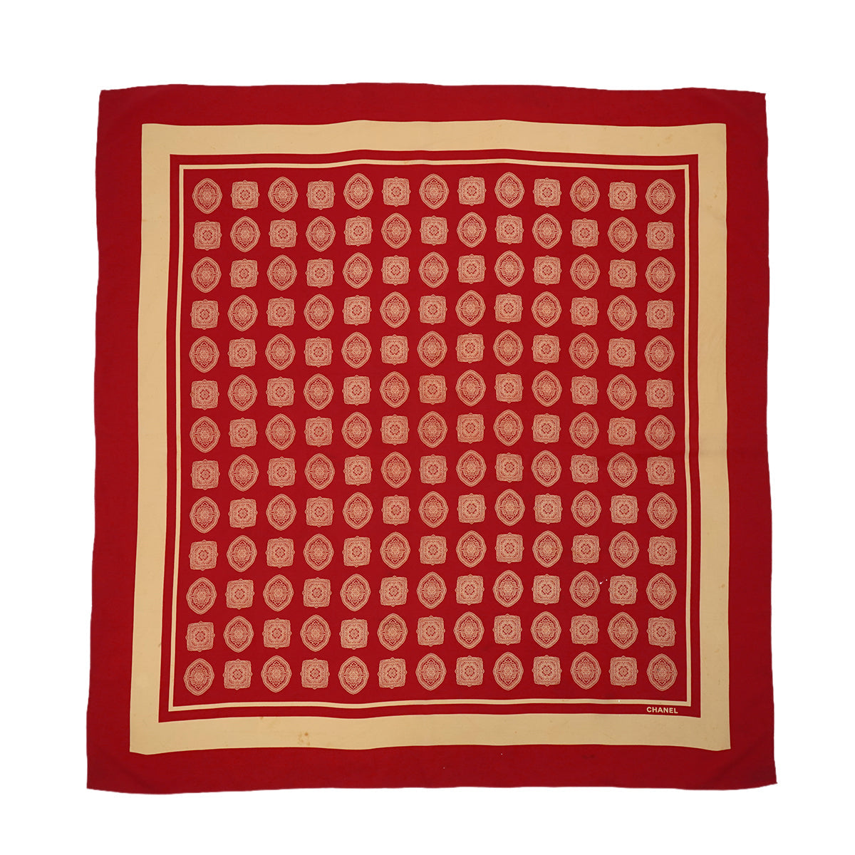 VINTAGE CHANEL SCARF LOGO RED SILK 90330709