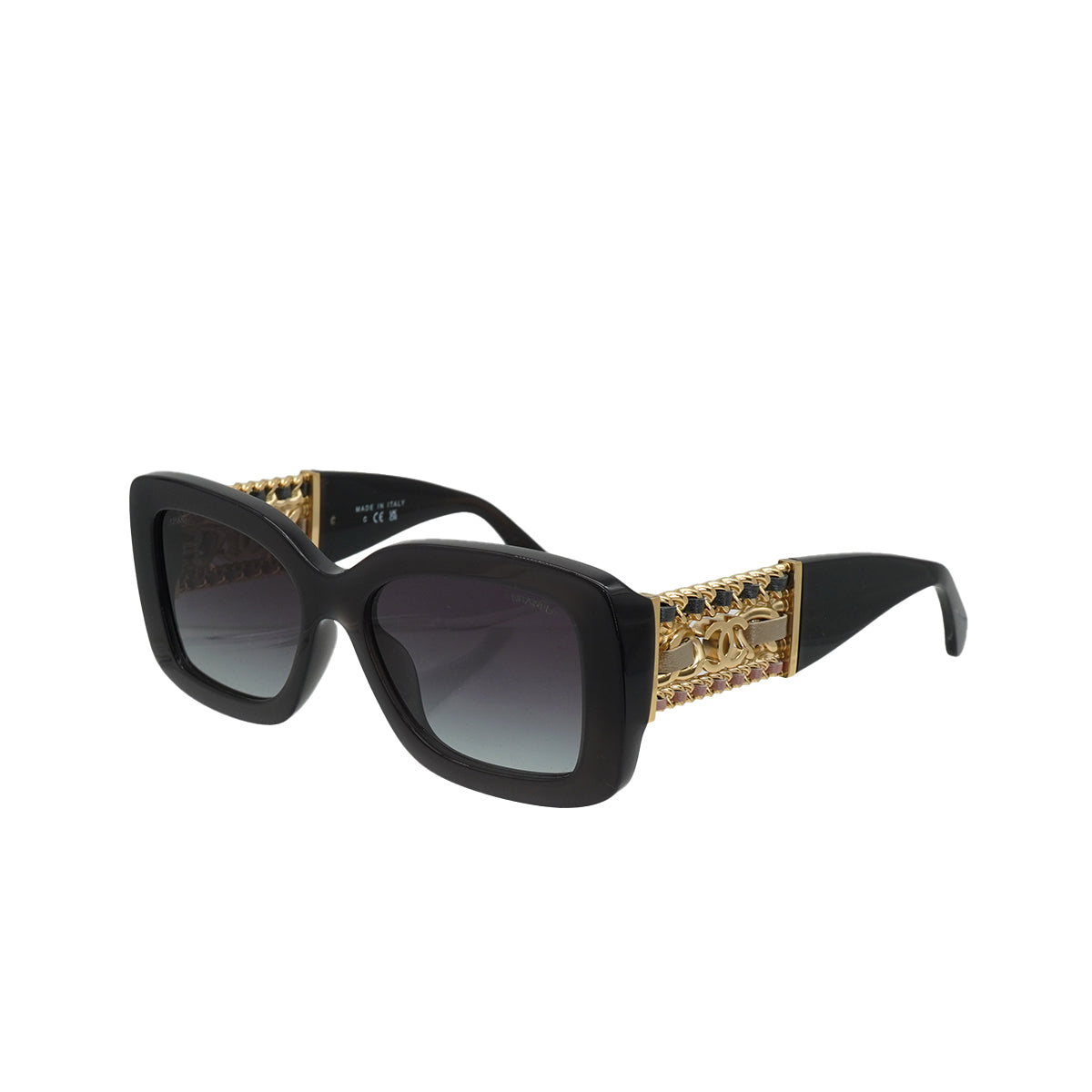 VINTAGE CHANEL SUNGLASSES COCOMARK CHAIN BLACK GOLD EYEWEAR 90332599