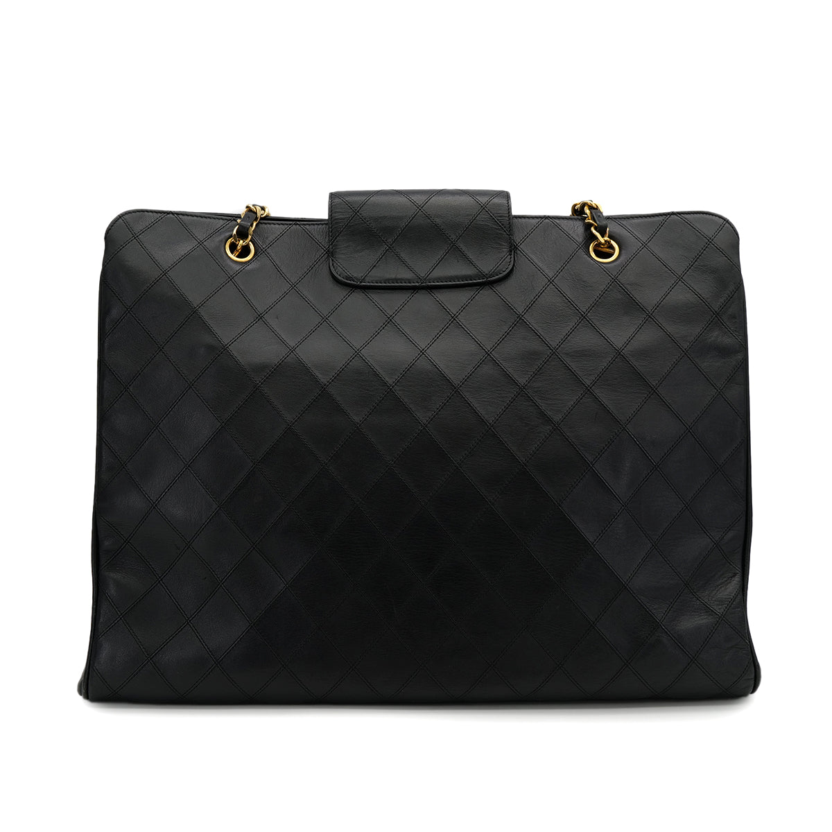 VINTAGE CHANEL SUPER MODEL BICOLORE CHAIN TOTE BAG BLACK LEATHER 90313406