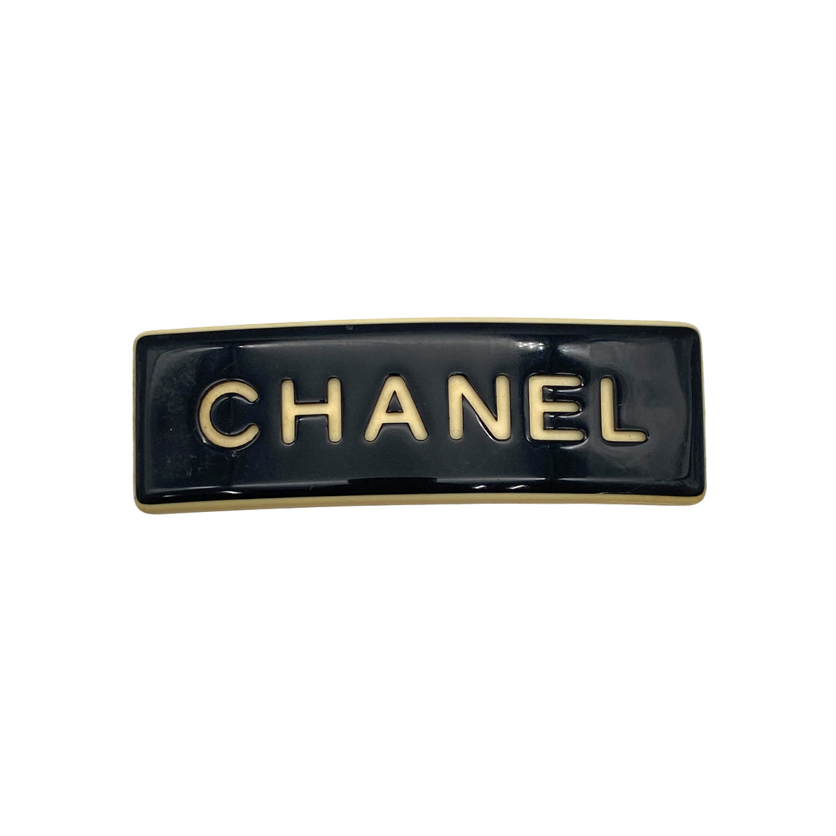 VINTAGE CHANEL VALLETTA LOGO BEIGE BLACK HAIR ACCESSORY 99P 90319676