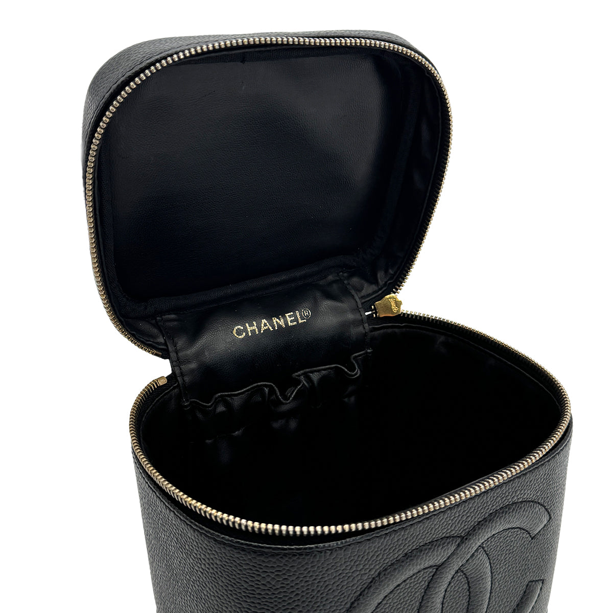 VINTAGE CHANEL VANITY HAND BAG BLACK CAVIAR SKIN 90319914