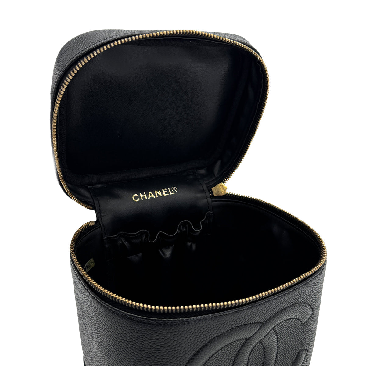 VINTAGE CHANEL VANITY HAND BAG BLACK CAVIAR SKIN 90319915