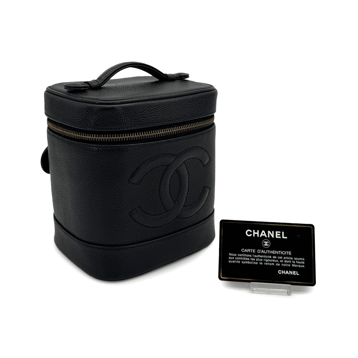 VINTAGE CHANEL VANITY HAND BAG BLACK CAVIAR SKIN 90319915