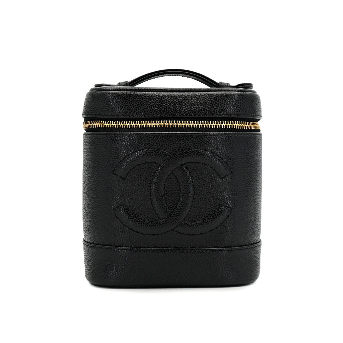 VINTAGE CHANEL VANITY HAND BAG BLACK CAVIAR SKIN 90326631