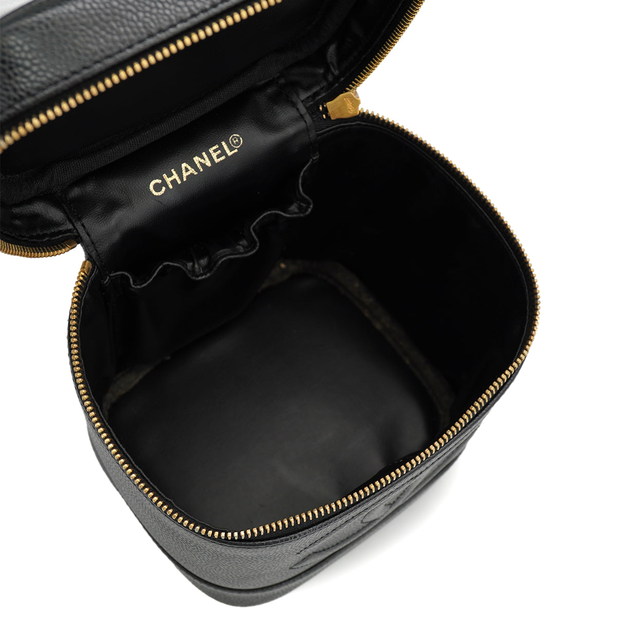 VINTAGE CHANEL VANITY HAND BAG BLACK CAVIAR SKIN 90326631