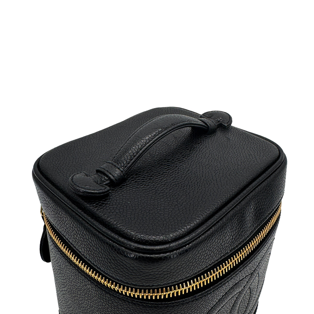 VINTAGE CHANEL VANITY HAND BAG BLACK CAVIAR SKIN 90313400