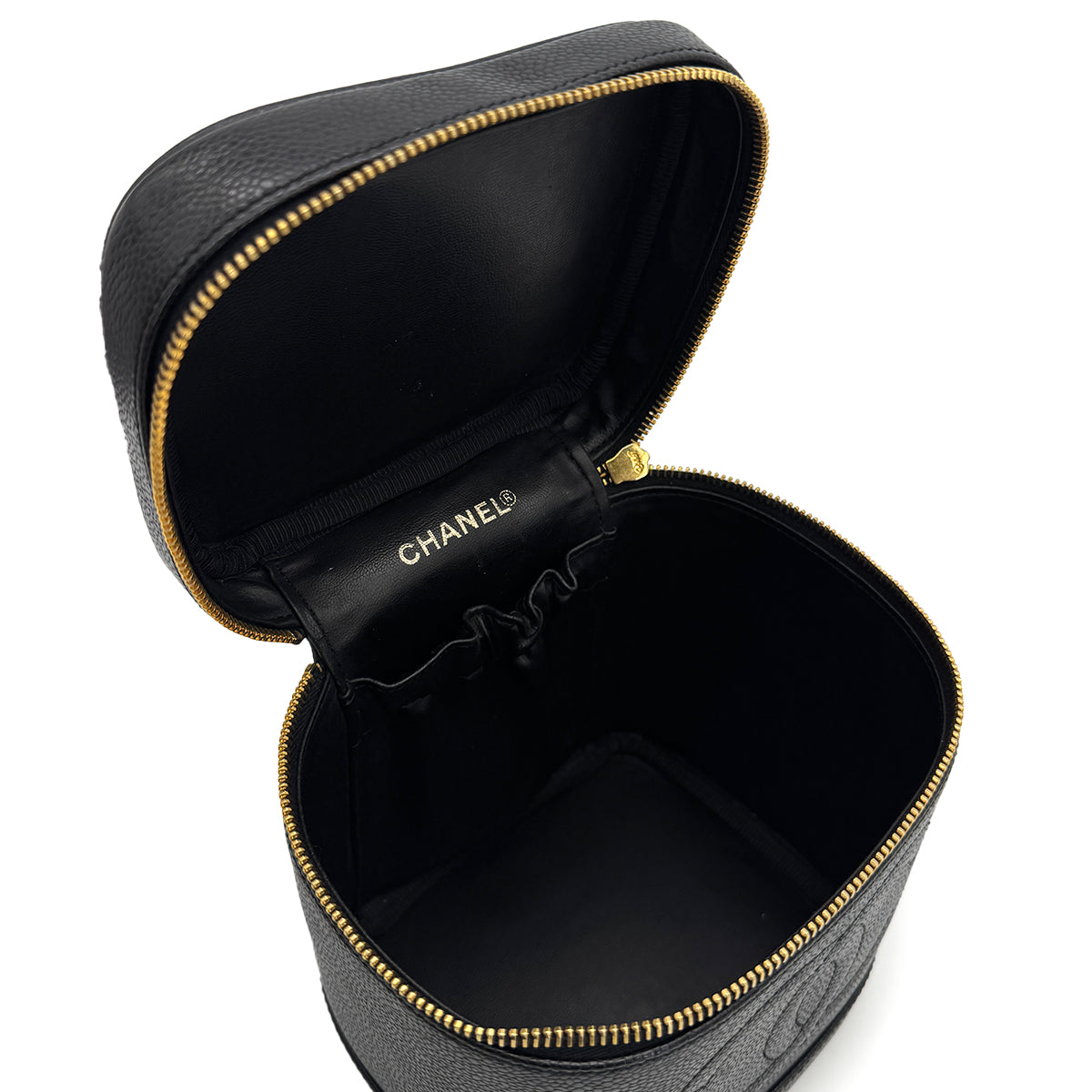 VINTAGE CHANEL VANITY HAND BAG BLACK CAVIAR SKIN 90313400