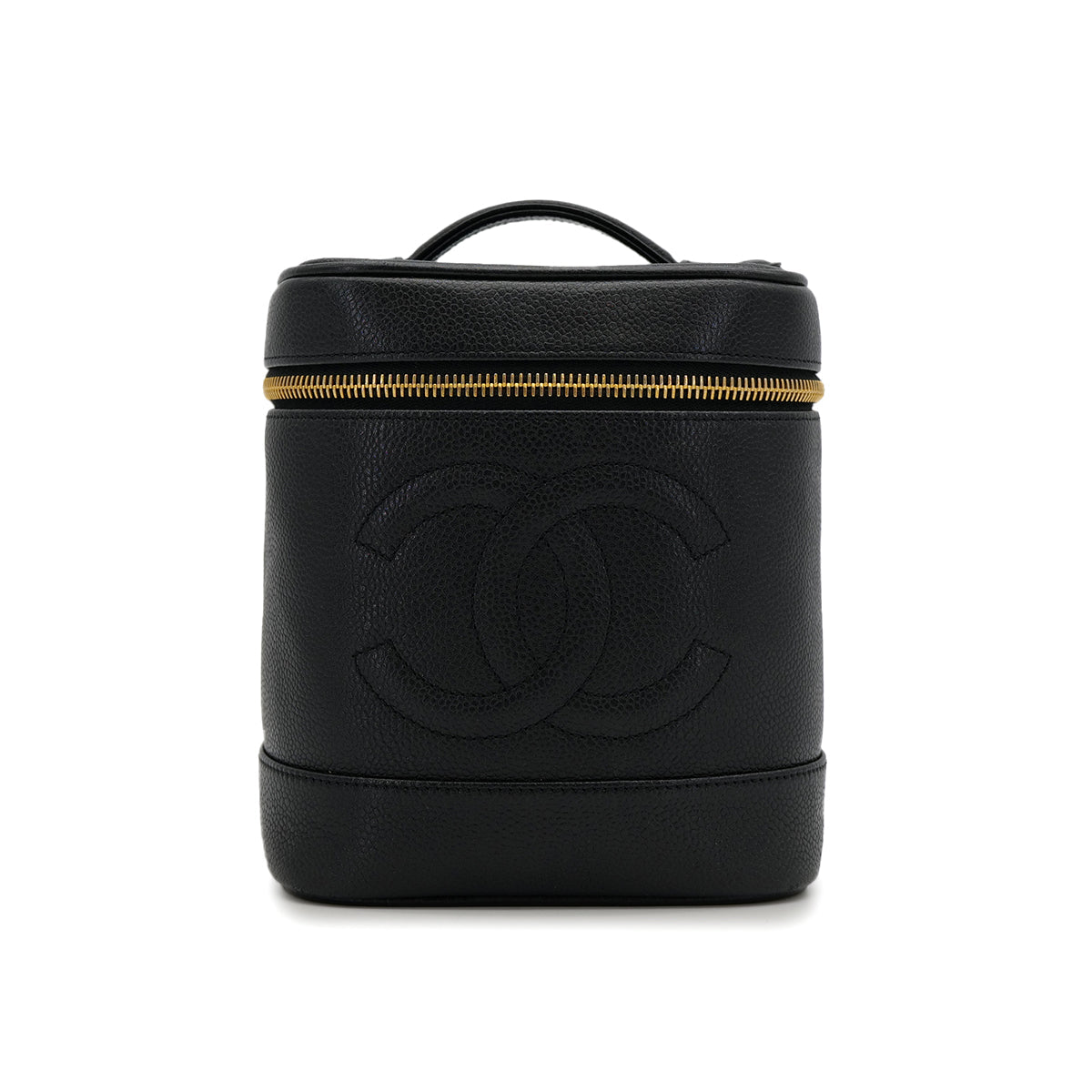VINTAGE CHANEL VANITY HAND BAG BLACK CAVIAR SKIN 90313403
