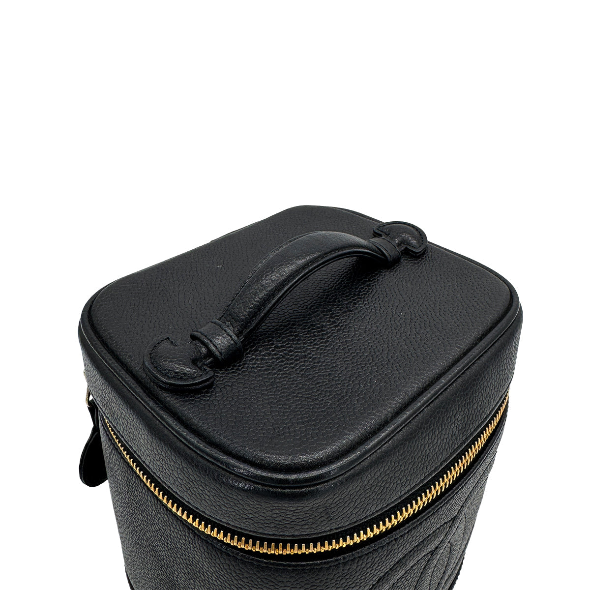 VINTAGE CHANEL VANITY HAND BAG BLACK CAVIAR SKIN 90313403