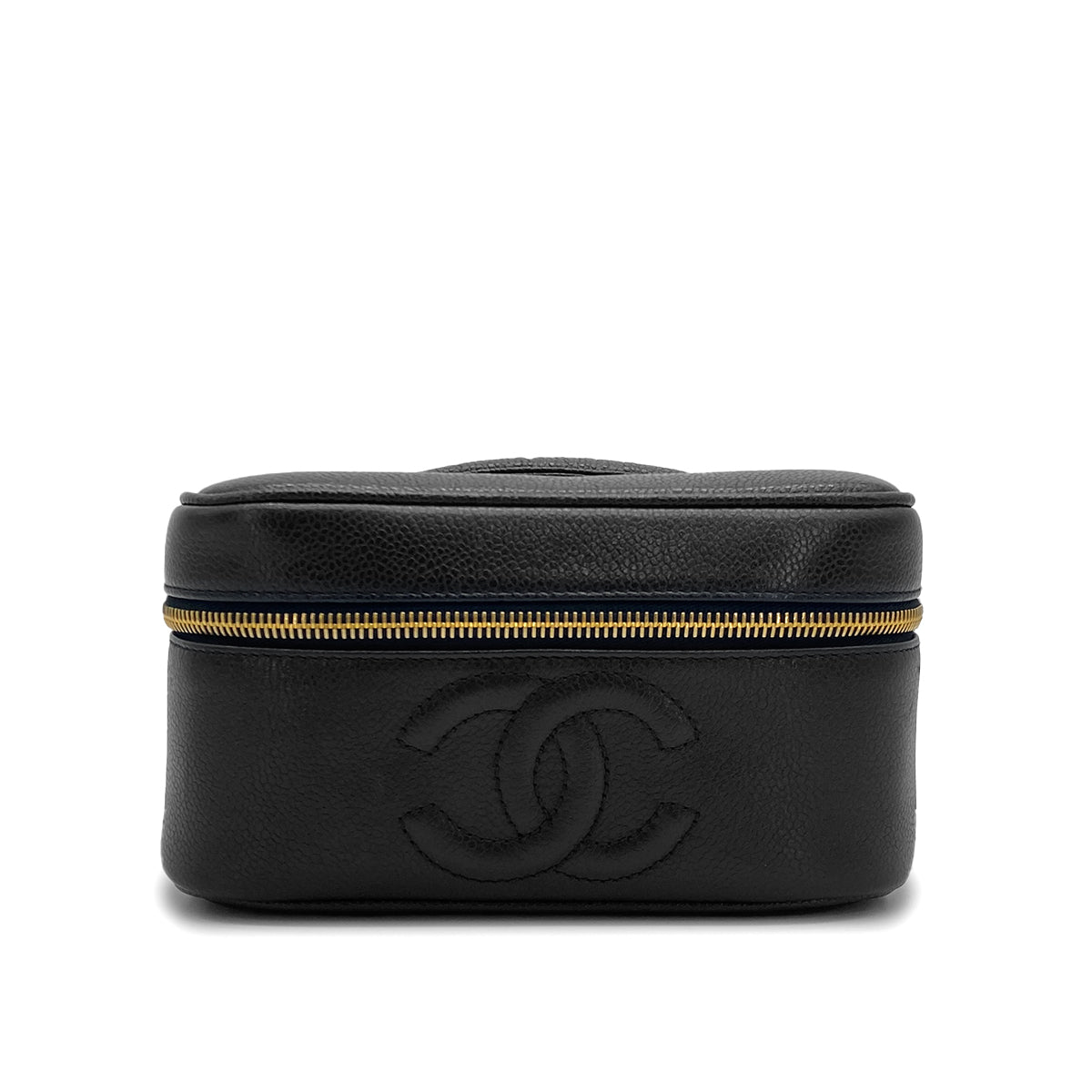 VINTAGE CHANEL VANITY HAND BAG BLACK CAVIAR SKIN 90325806