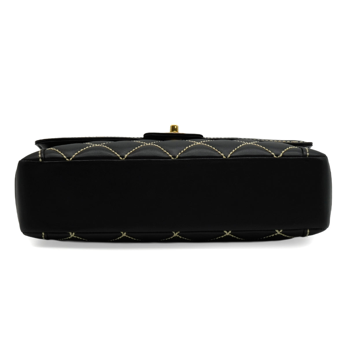 VINTAGE CHANEL WILD STITCH HAND BAG BLACK LEATHER GOLD HARDWARE 90345993
