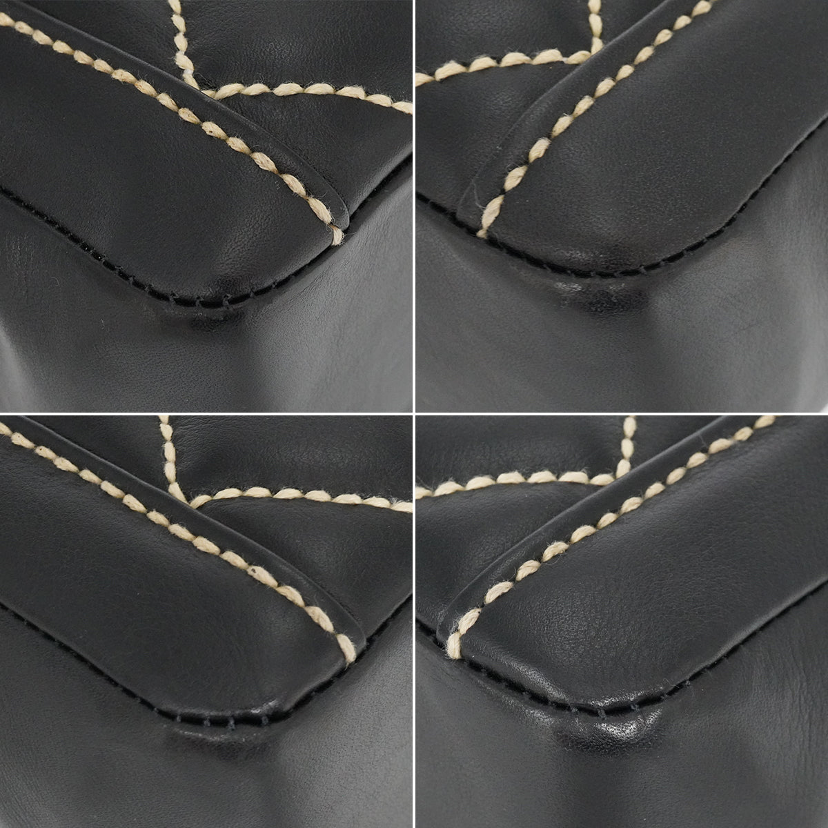 VINTAGE CHANEL WILD STITCH HAND BAG BLACK LEATHER GOLD HARDWARE 90345993
