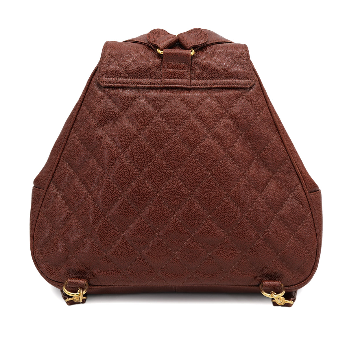 VINTAGE MATELASSE CHAIN BACK PACK BROWN CAVIAR SKIN GOLD HARDWARE 90325342