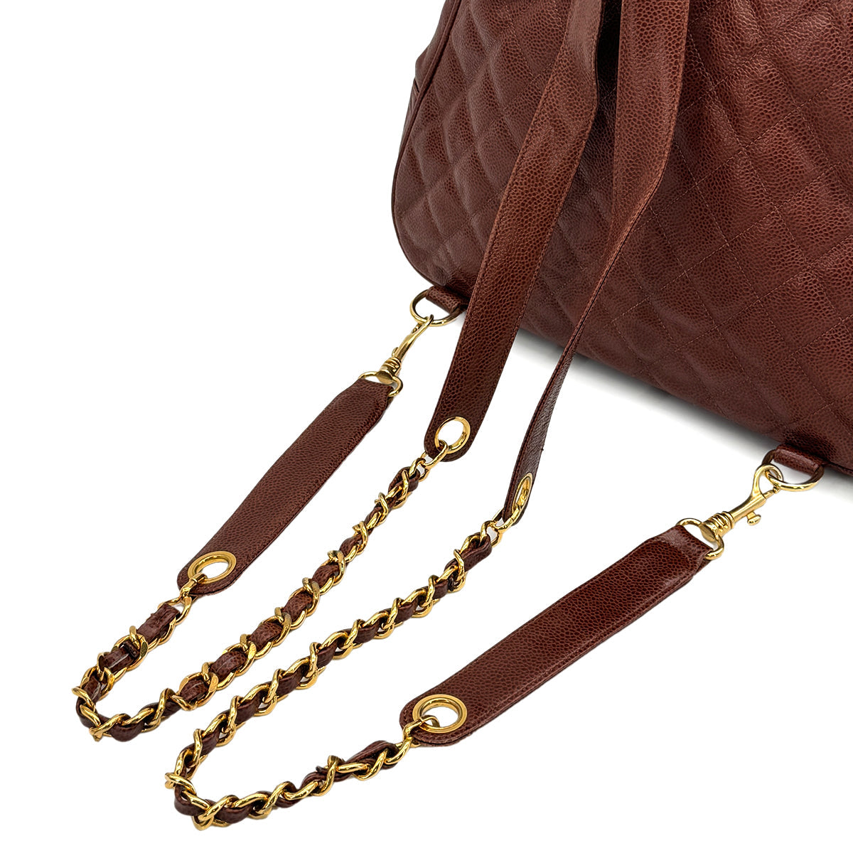 VINTAGE CHANEL MATELASSE CHAIN BACK PACK BROWN CAVIAR SKIN GOLD HARDWARE 90325342