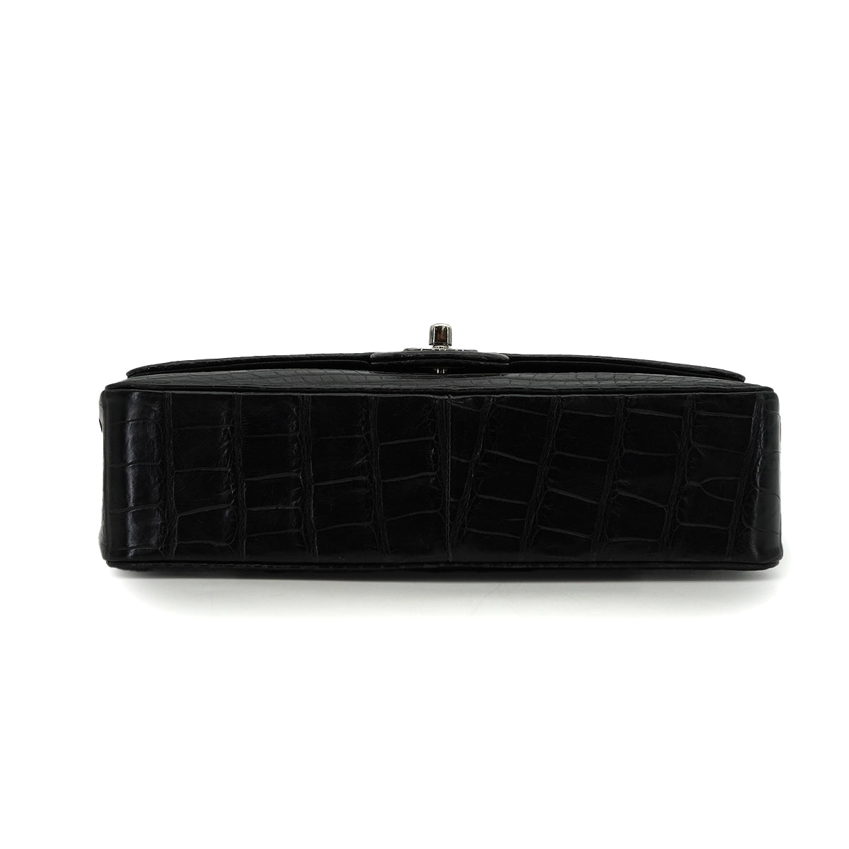VINTEGE CHANEL CLASSIC FLAP MEDIUM CHAIN SHOULDER BAG BLACK CROCODILE SILVER HARDWARE 90340464