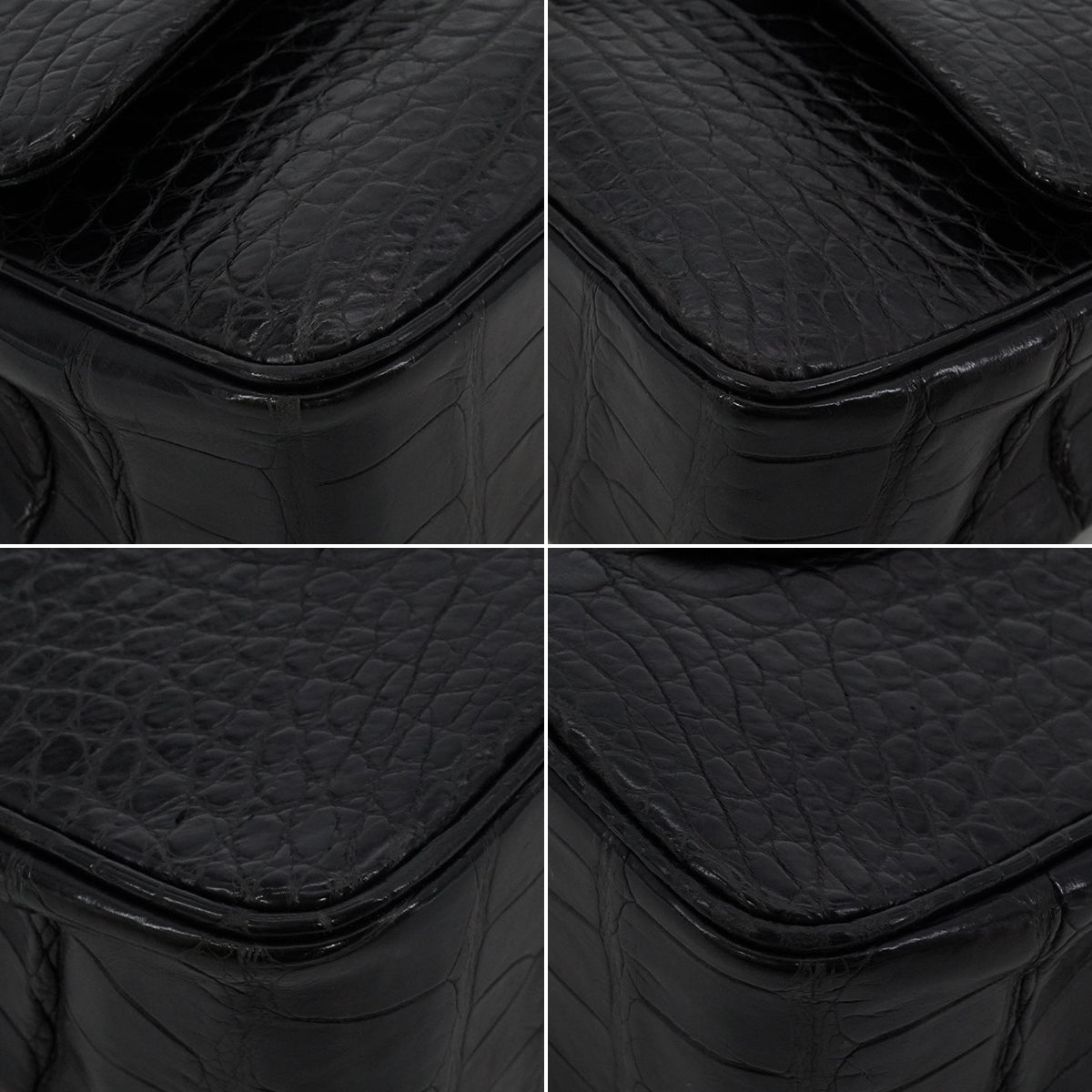 VINTEGE CHANEL CLASSIC FLAP MEDIUM CHAIN SHOULDER BAG BLACK CROCODILE SILVER HARDWARE 90340464