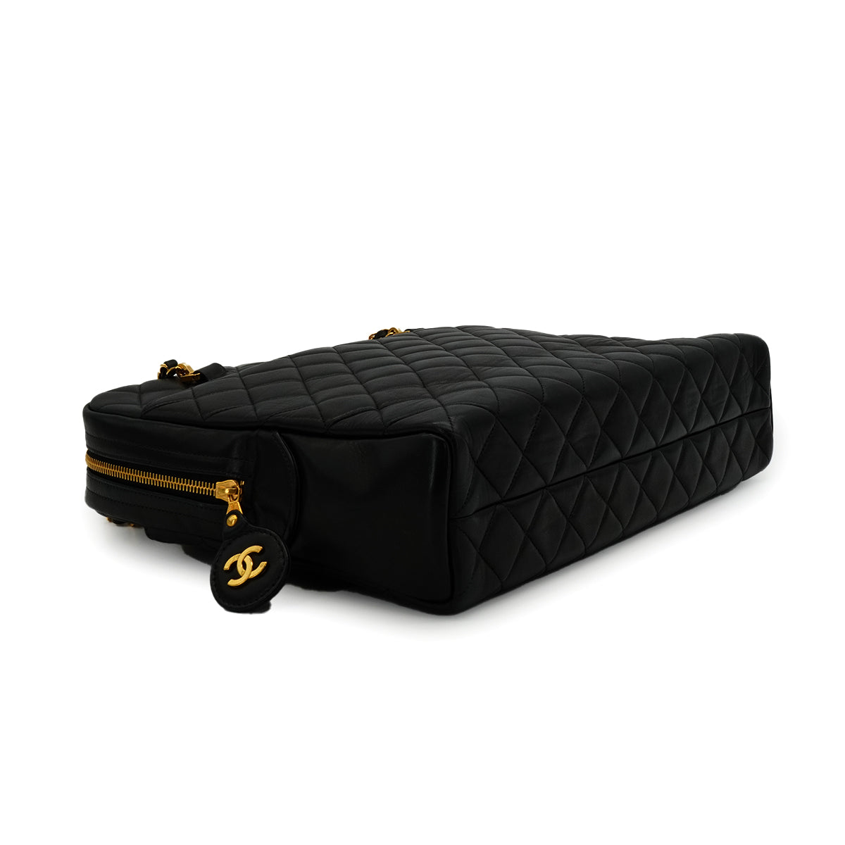VINTEGE CHANEL MATELASSE CHAIN SHOULDER BAG BLACK LAMB SKIN GOLD HARDWARE 90341459