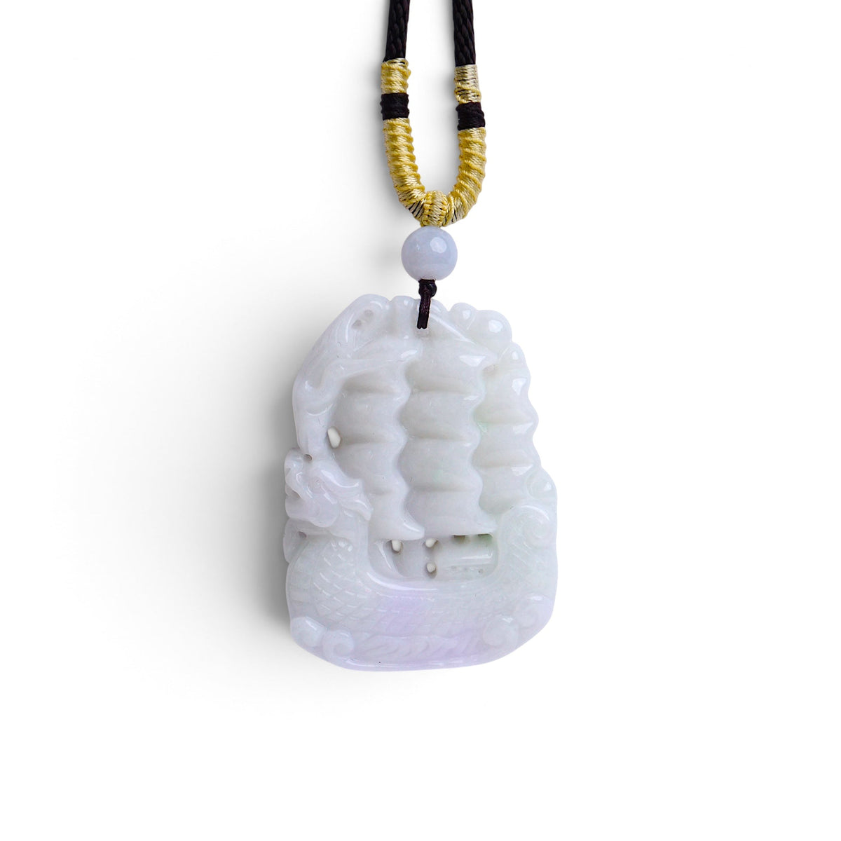WCDN36 Type A White Jadeite Dragonboat Carving