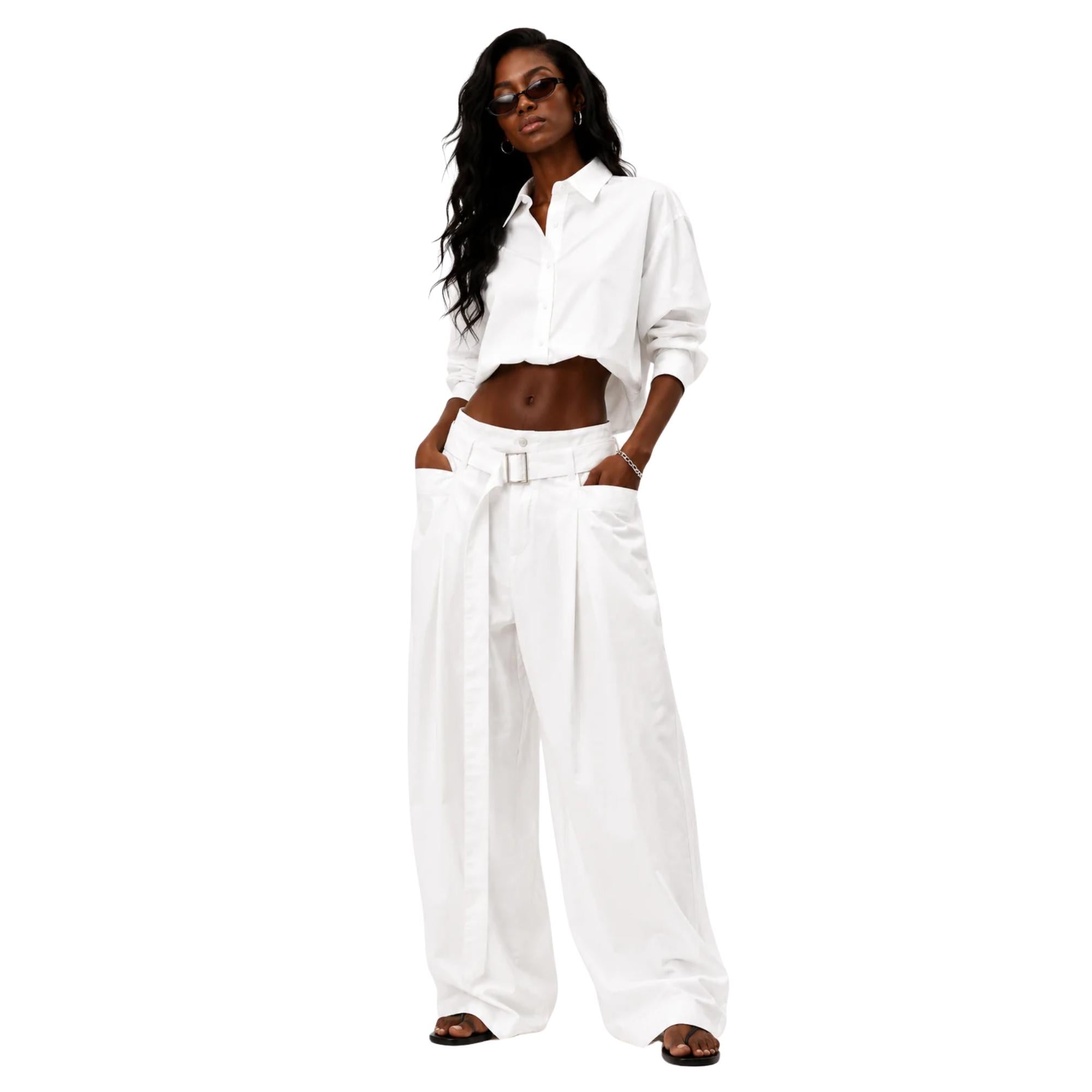 WIDE-LEG HIGH-WAIST BELTED TROUSERS (بنطلون) “HANGANG”