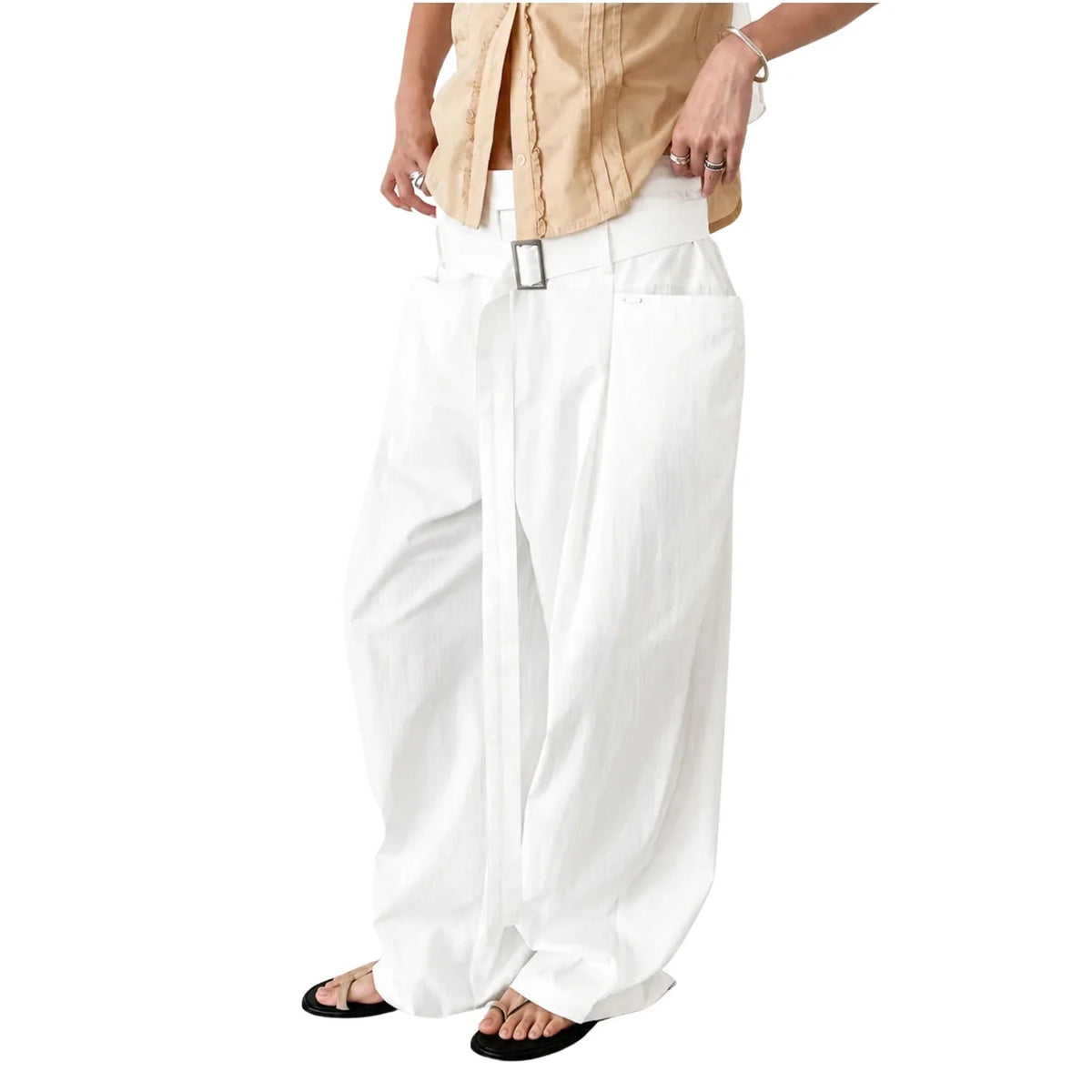 WIDE-LEG HIGH-WAIST BELTED TROUSERS DXBS6737