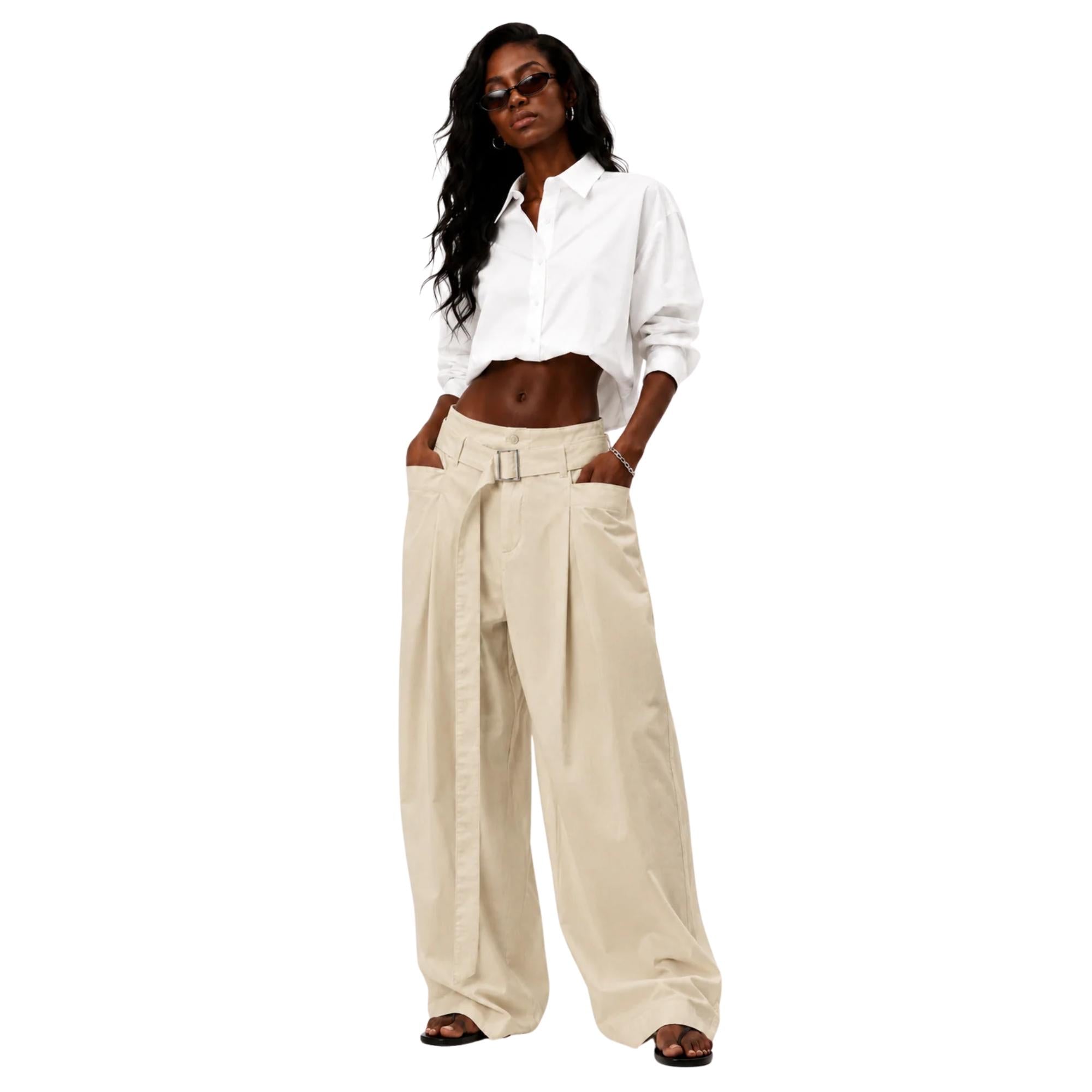 WIDE-LEG HIGH-WAIST BELTED TROUSERS (بنطلون) “HANGANG”
