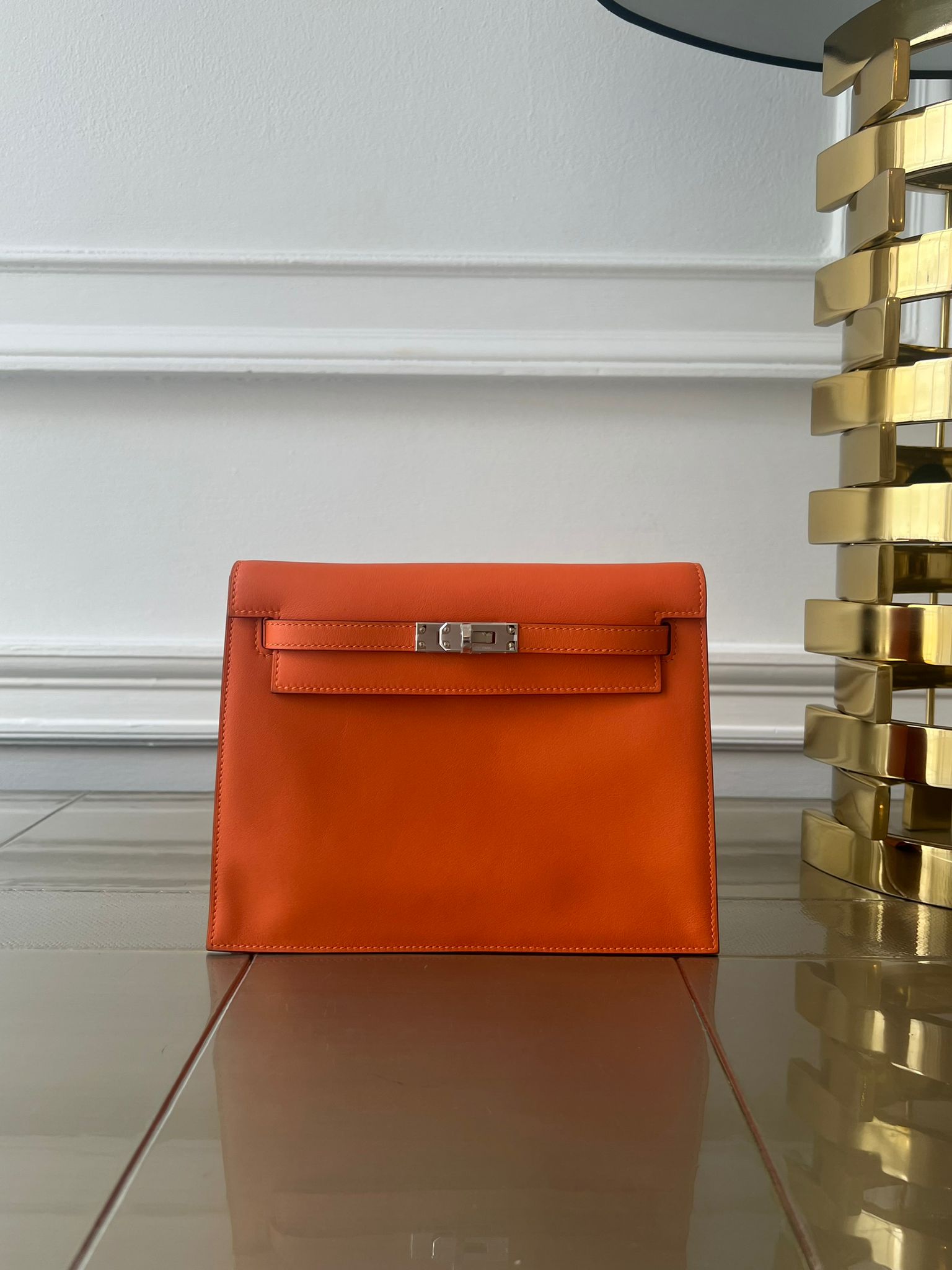 HERMÈS KELLY DANSE ORANGE Swift Leather with Palladium Hardware