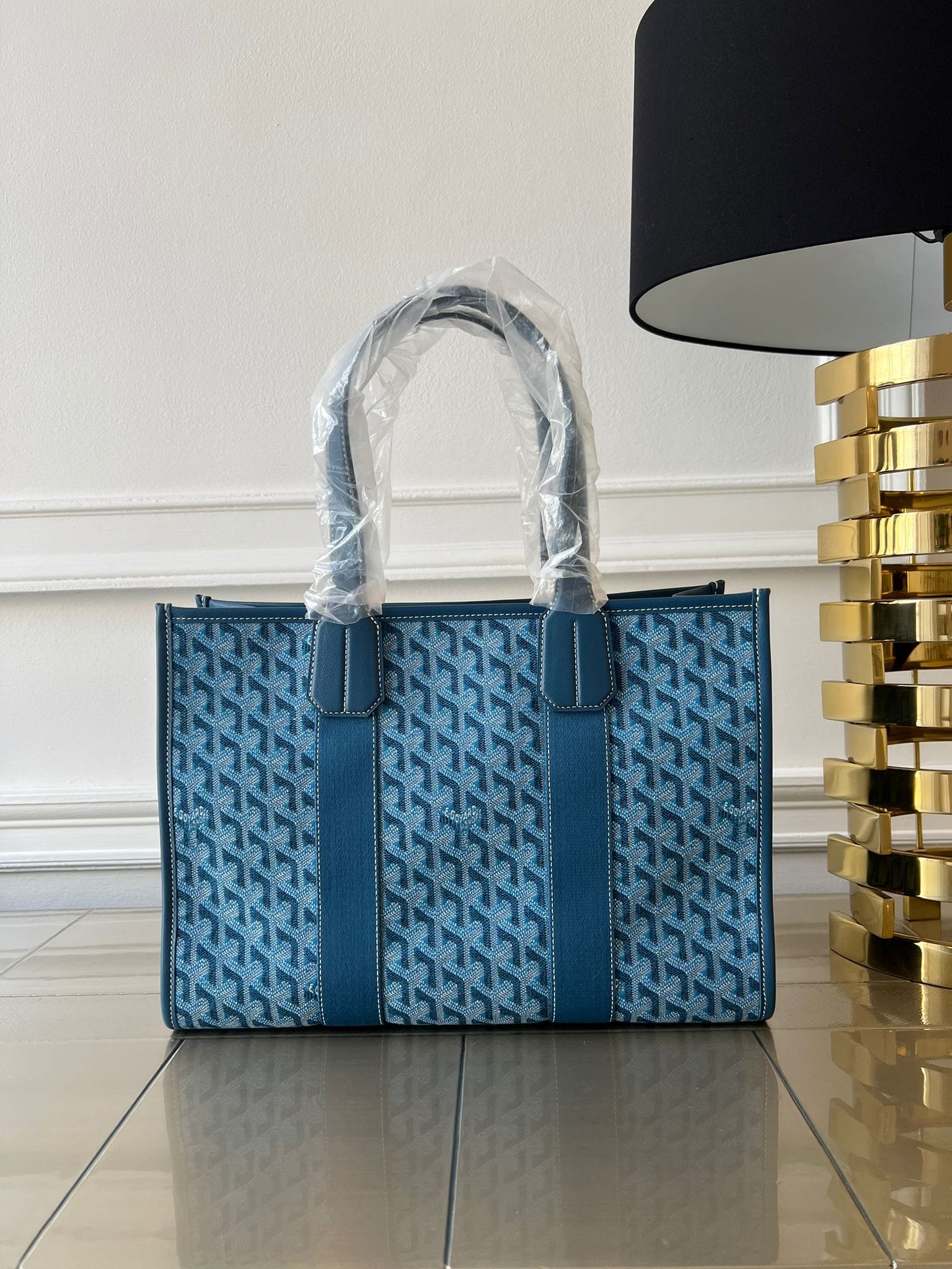 GOYARD Limited Edition 2024 Villette Jaquard PM Tote Bag in Ocean Blue