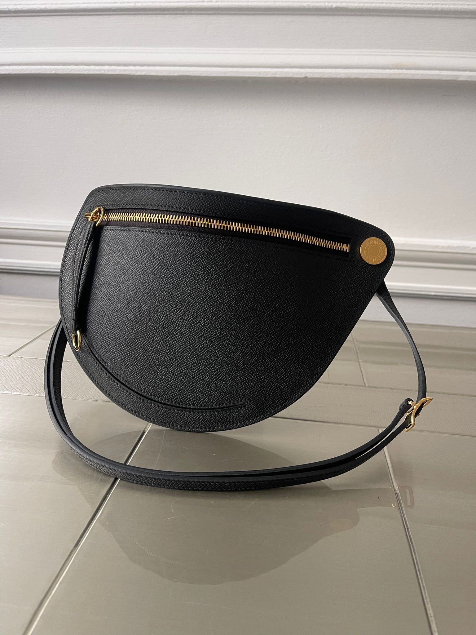 HERMÈS PETIT COURSE BAG BLACK Epsom Leather with Gold Hardware