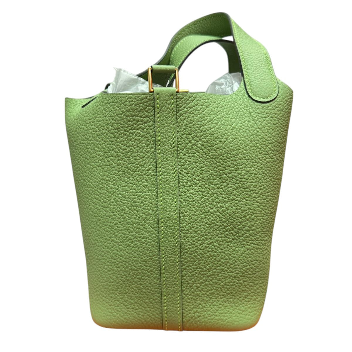 Hermes Picotin 18 in Vert Criquet Clemence with GHW