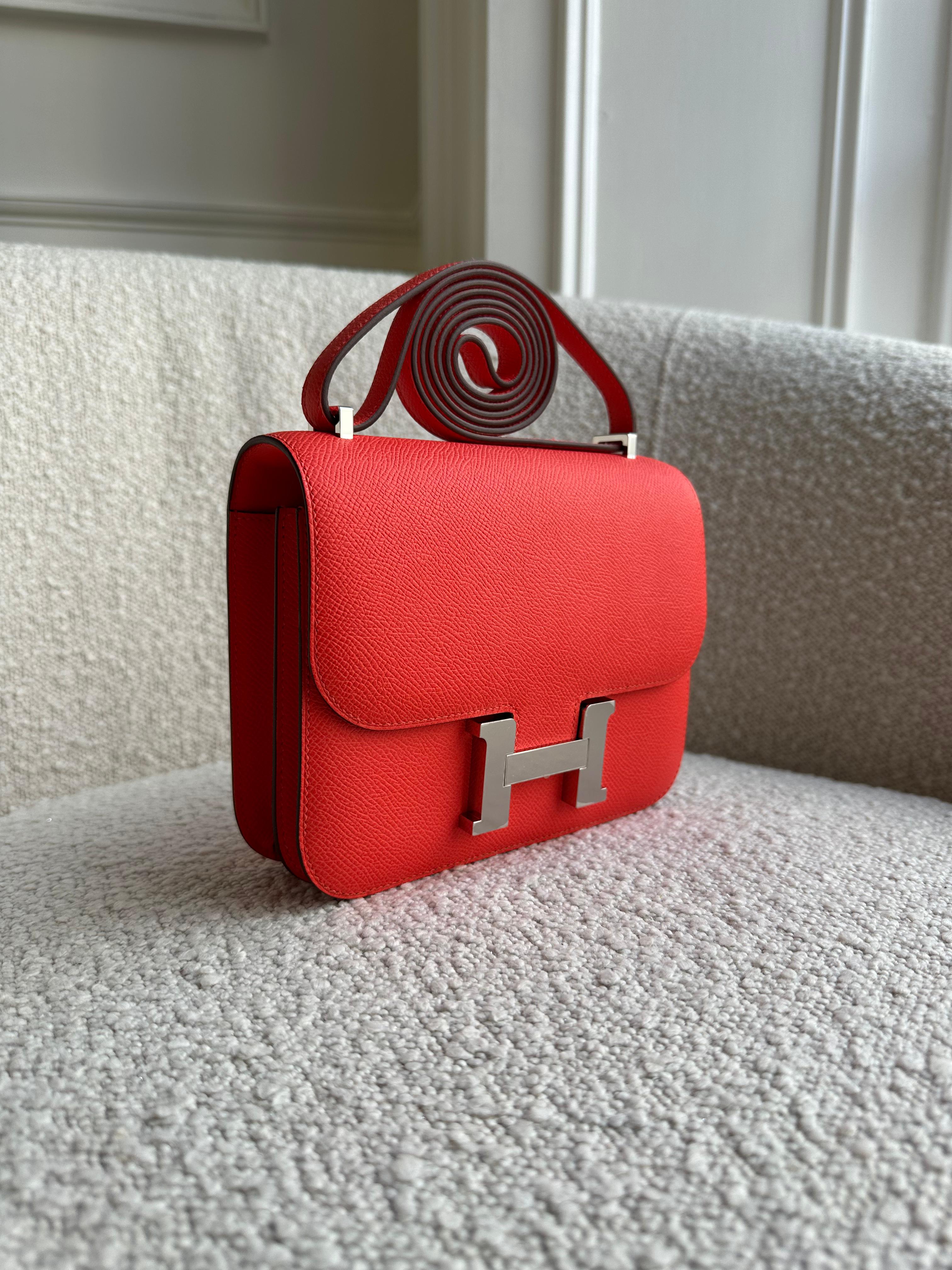 HERMÈS CONSTANCE 18CM ORANGE FIELD Epsom Leather with Palladium Hardware